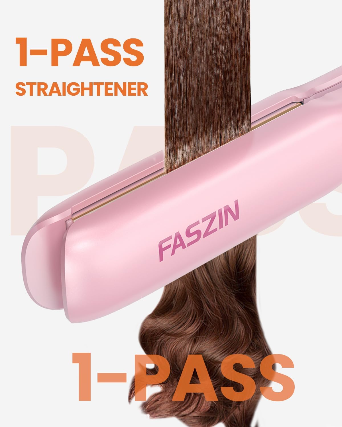 Faszin Hair Straighteners, Ionic Titanium Plate for Smooth Shiny Results, 20S Fast Heat Up Flat Iron, Clear LCD Display (Pink)