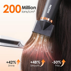 Faszin Professional Hair Dryer – Lightweight Hairdryer with Diffuser, Low Noise, 200 Million Ionic, 110,000 RPM High-Speed Motor for Women & Men, Home or Travel