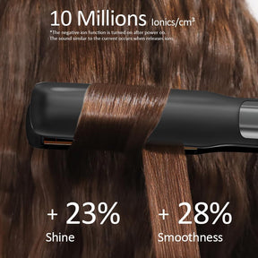 Faszin Piastra Capelli Professionale 2-In-1, Piastre Ioniche di Titanio, Riscaldamento In Soli 20 Secondi, Display LCD Chiaro, Ideale Per Capelli Lisci, Ricci e Mossi (nero profondo)