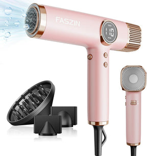 Faszin Hair Dryer, Lightweight Hairdryer with 110,000 RPM High Speed Motor for Fast Drying, 200 Million Ionic Hairdryers for Women & Men, Low Noise Hair Dryers, with 3 Magnetic Nozzle (Pink)