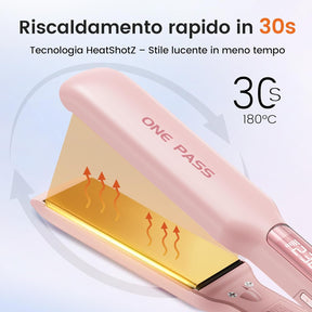 Piastra per Capelli Professionale Faszin, Piastre in Titanio Larghe 42mm con Ioni Negativi, Riscaldamento Rapido 30s, Display Temperatura, 11 Livelli di Temperatura (130-230℃) - Rosa