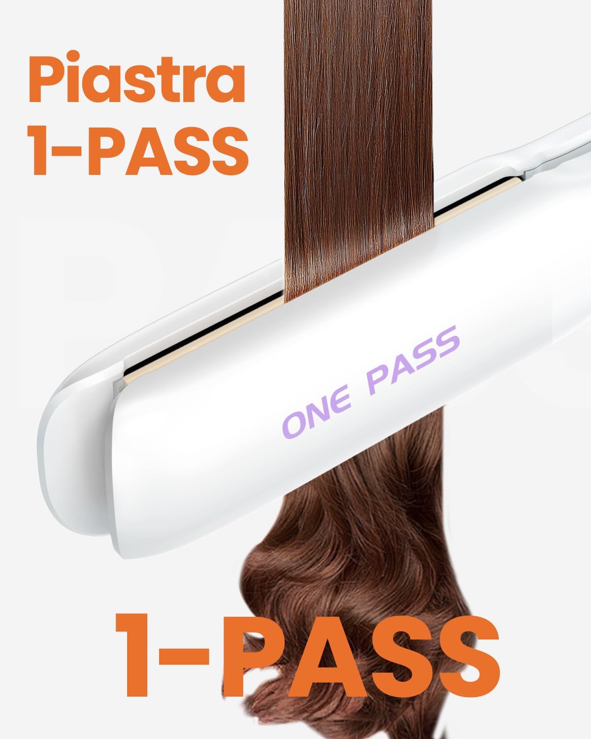 Faszin Professional 2-in-1 Hair Straightener, Titanium Ion Plates, Heating in Just 20 Seconds, Clear LCD Display, Ideal for Straight, Curly and Wavy Hair (White)