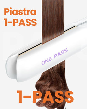 Faszin Professional 2-in-1 Hair Straightener, Titanium Ion Plates, Heating in Just 20 Seconds, Clear LCD Display, Ideal for Straight, Curly and Wavy Hair (White)