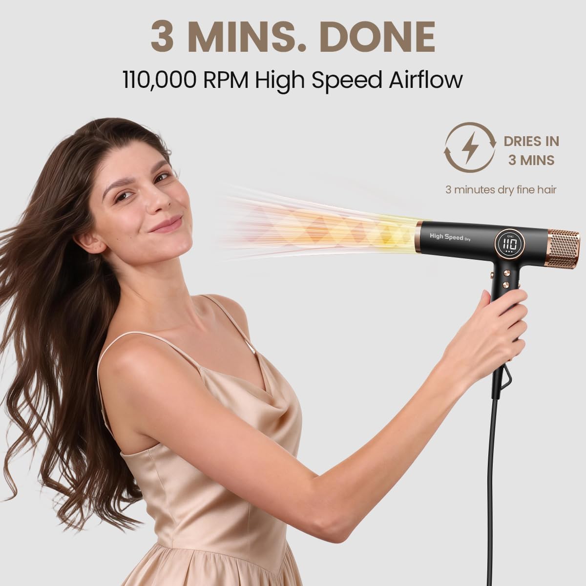 Faszin ShieldJet J100 Ion High Speed Blow Dryer Quiet Lightweight Hair Dryer