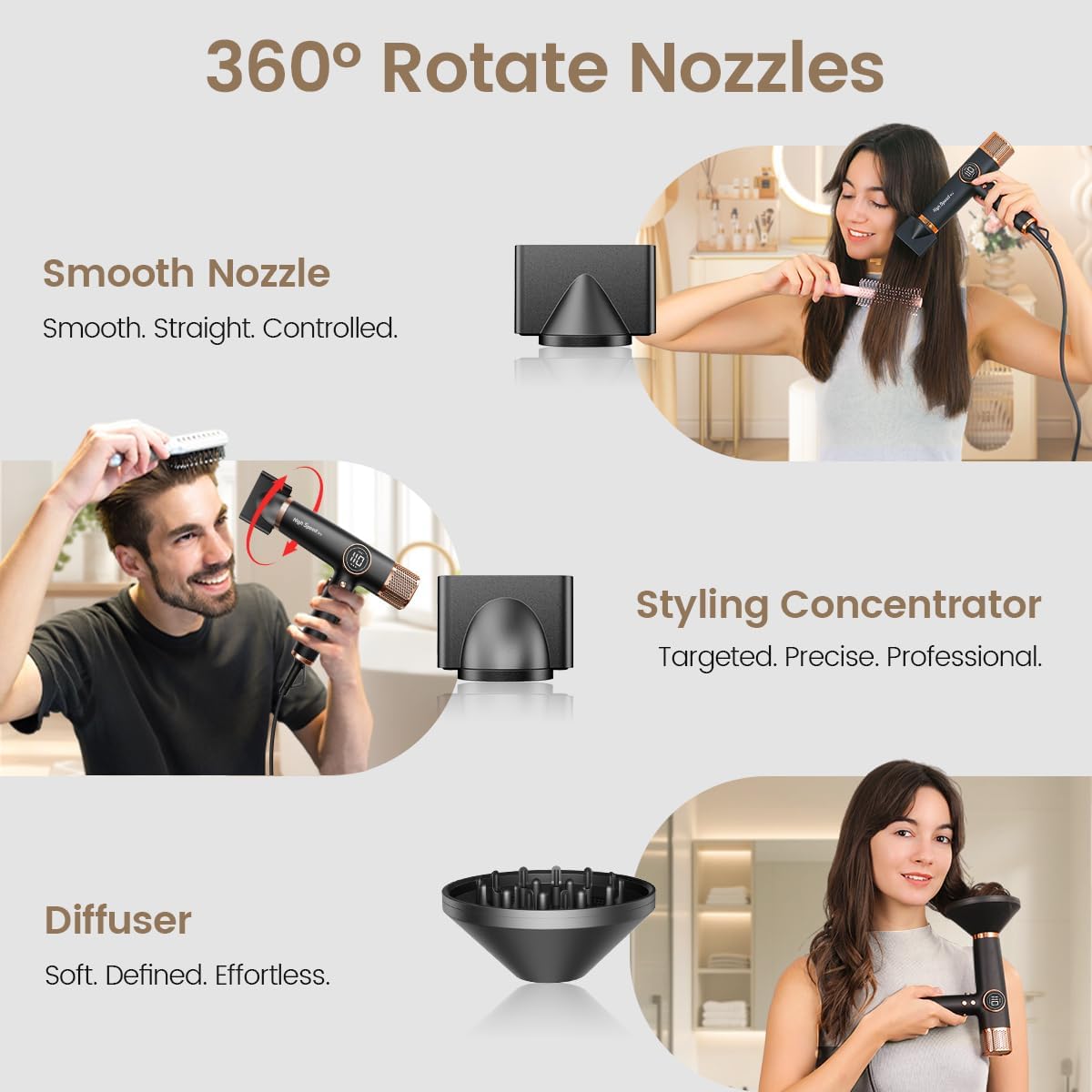 Faszin ShieldJet J100 Ion High Speed Blow Dryer Quiet Lightweight Hair Dryer