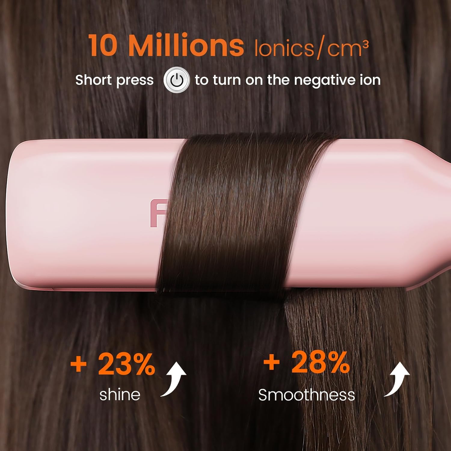 Faszin Professional Hair Straightener 42 mm Wide Titanium Plates with Negative Ions, Fast Heating 30s, Temperature Display, 11 Temperature Levels (130-230 C) - Pink