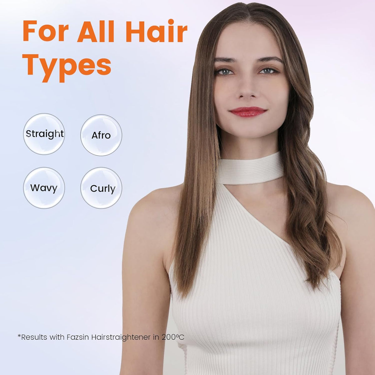 Faszin wide plate titanium hair straightener product photo