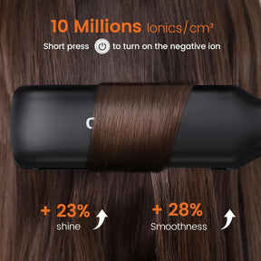 Faszin Professional Hair Straighteners, 42mm Wide-Plate Titanium Negative Ion Flat Iron, 30s Rapid Heating, Real-time Temperature Display, 11 Adjustable Temperature Levels (130-230℃)-Black