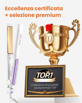 Faszin Piastra Capelli Professionale 2-In-1, Piastre Ioniche di Titanio, Riscaldamento In Soli 20 Secondi, Display LCD Chiaro, Ideale Per Capelli Lisci, Ricci e Mossi