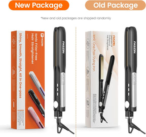 Faszin Piastra Capelli Professionale 2-In-1, Piastre Ioniche di Titanio, Riscaldamento In Soli 20 Secondi, Display LCD Chiaro, Ideale Per Capelli Lisci, Ricci e Mossi (nero profondo)