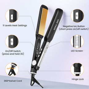 Faszin wide plate titanium hair straightener product photo