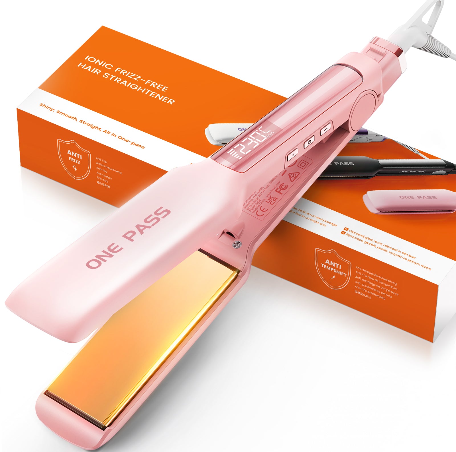 Faszin wide plate titanium hair straightener product photo