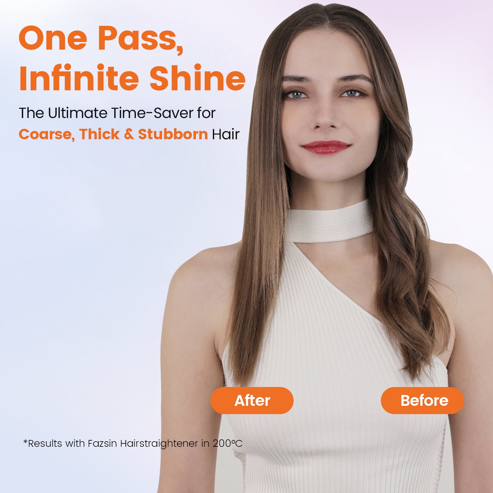 Faszin wide plate titanium hair straightener product photo