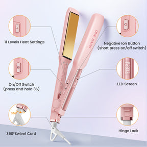 Faszin wide plate titanium hair straightener product photo
