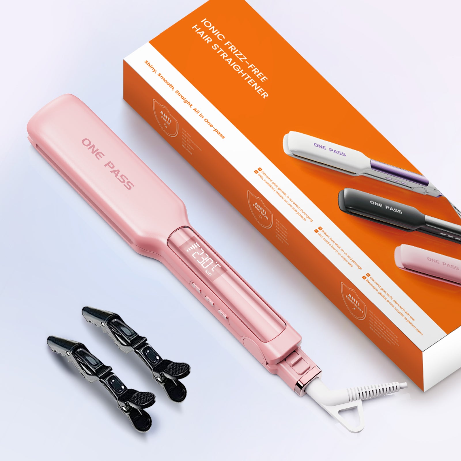 Faszin wide plate titanium hair straightener product photo